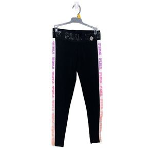 NWT PINK Victoria’s Secret Yoga Rainbow Ombré Sides Black Full Length Leggings